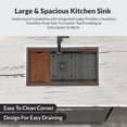 thumbnail image 3 of Strictly Sinks Undermount Workstation Kitchen Sink – 36 Inch 16 Gauge Stainless Steel Sink for Kitchen with Bottom Grid, Wooden Cutting Board, Colander, 1 Strainer Drain & 1 Disposal Adapter, 3 of 9