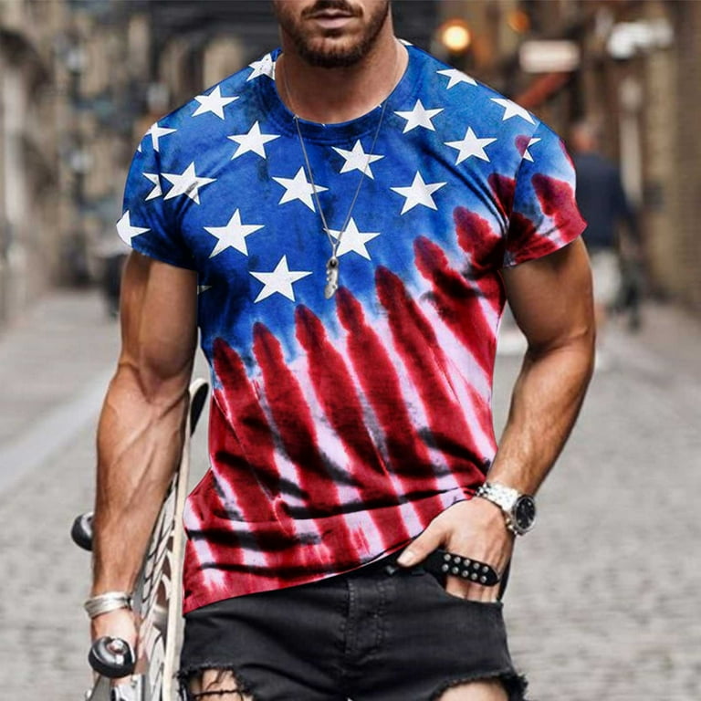 Patriotic Shirts for Men 3D Digital Printing Mens 4th of July Shirts Short  Sleeve Independence Day Shirts Tee 