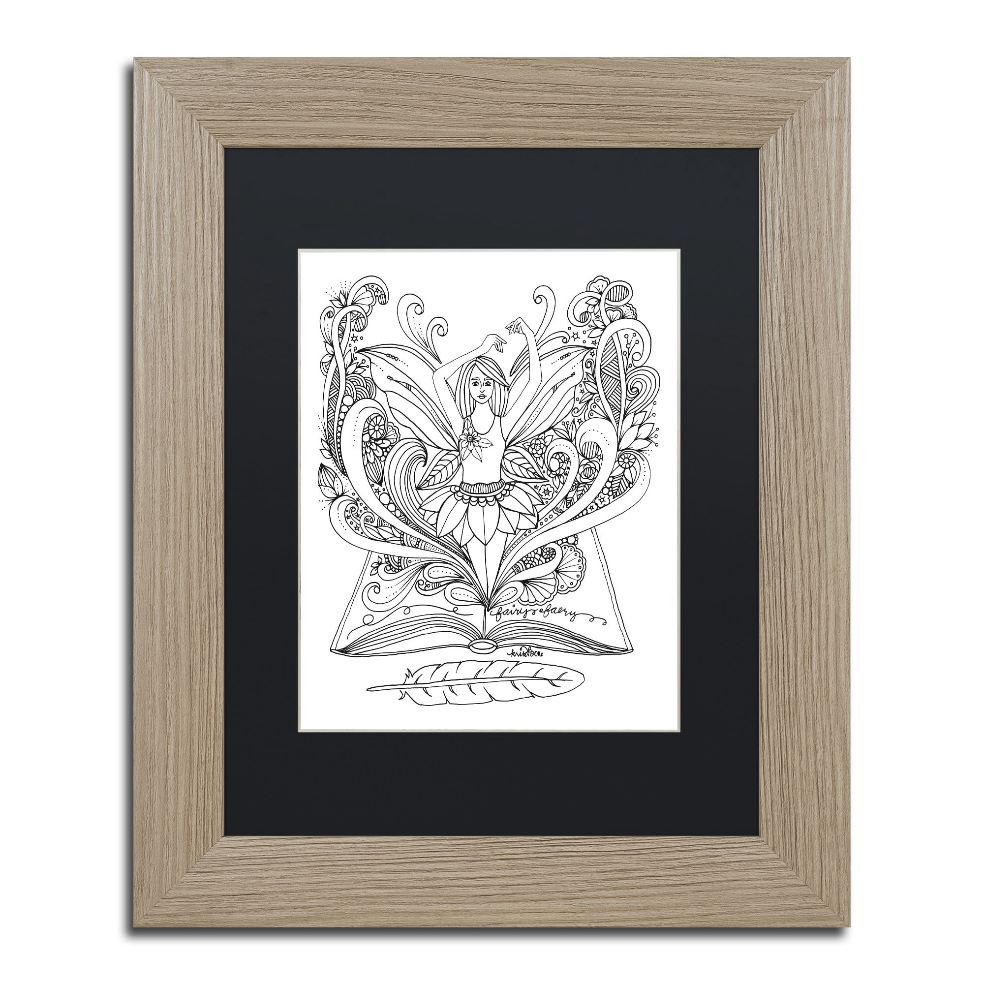 Trademark Fine Art "Fairy 3" Canvas Art by KCDoodleArt Black Matte, Birch Frame