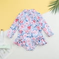 thumbnail image 2 of Edvintorg Girls' Swimwear Long Sleeve Cute Flower Printed Ruffle Swimsuits One Piece Bathing Suits Bikini 1-5Years Swimsuit for Children for Girls, 2 of 5