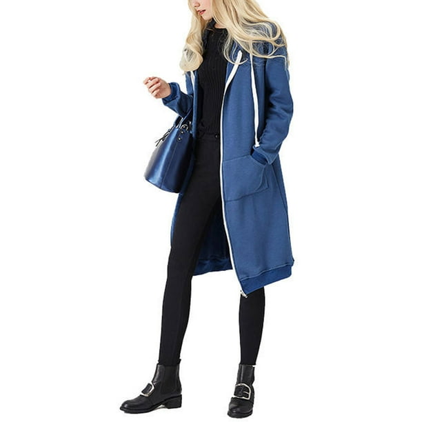 zip through hooded overcoat