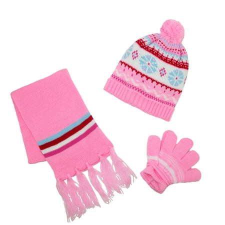CTM Kids Knit Winter Pattern Hat Scarf and Gloves on a ...