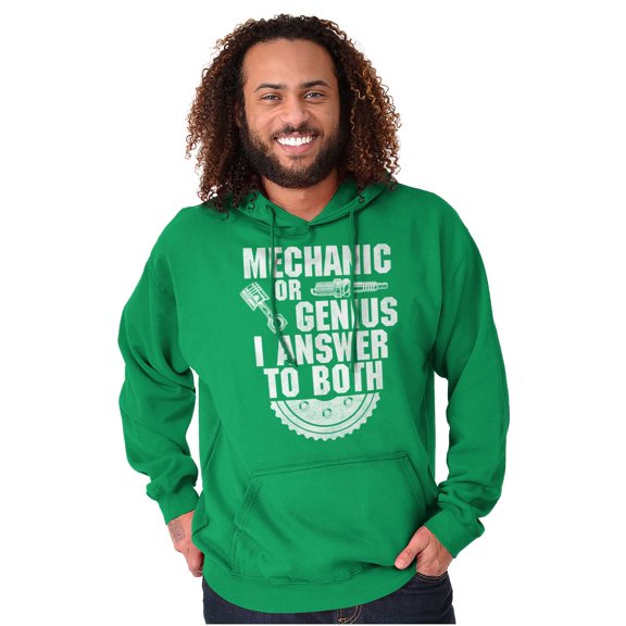Mechanic Or Genius Sarcastic Humor Unisex Plus Fleece Graphic Hoodie Brisco Brands 2X