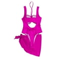 thumbnail image 5 of Traje de baño de dos piezas para mujer. Traje de baño de color liso atractivo. Traje de baño de dos piezas con cordones. Traje de baño para mujer., 5 of 5