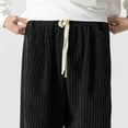 thumbnail image 5 of HOOMEUMY Baggy Corduroy Pants Men Vintage Loose Fit Wide Leg Sweatpants Elastic Waist Sports Long Trousers (Black,XXXXL), 5 of 7