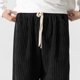thumbnail image 5 of Pantalones largos para hombre, de ocio, de color liso, con botones, cintura elástica y cordón ajustable, de poliéster., 5 of 7