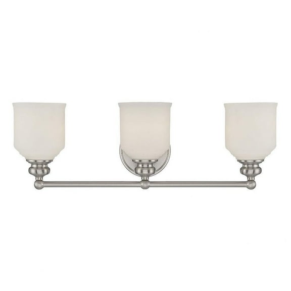 3 Light Bath Bar-Traditional Style with Mid-Century Modern and Vintage Inspirations-7.75 inches Tall By 24 inches Wide-Satin Nickel Finish Bailey