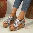 thumbnail image 5 of LFXJVY Wedge Heel Sandals For Women Platform Animal Print Open Toe Hook & Loop Adjustable Strap SummerWhite 39, 5 of 8