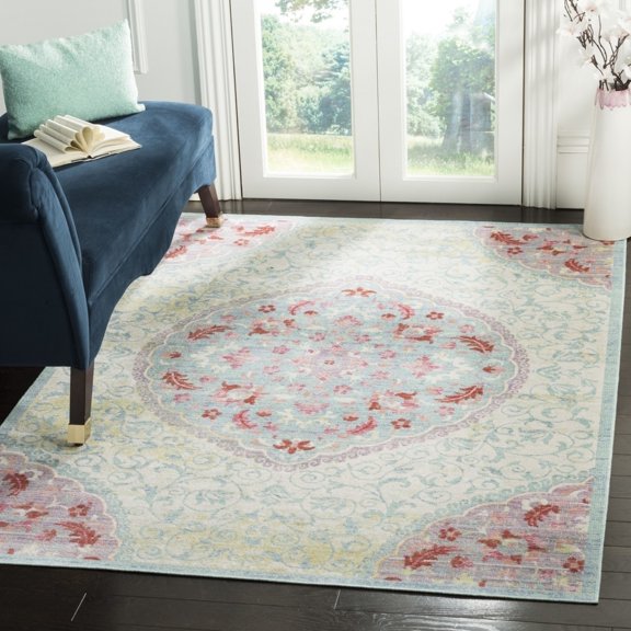 SAFAVIEH Windsor Annora Transitional Area Rug, Light Grey/Blue, 5' x 7'