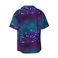 thumbnail image 2 of Xecao offers the Purple and Green Glitter for Men's Casual Short-sleeved Shirt, a button-up collared shirt with a pocket, perfect for beach vacations and yacht travel in the XX-Large size., 2 of 7