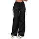 thumbnail image 1 of Gibobby Pantalones tipo cargo mujer 2023 Pantalones cargo Mujer Ropa holgada de ajuste relajado Pantalones negros Cintura alta Cremallera Cintura delgada(Negro,M), 1 of 5
