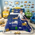 thumbnail image 2 of Meiyoeat Cute Construction Truck Twin Comforter Sets 2pcs, Cartoon Car Bedding Set for Bedroom, Blue Yellow,Navy Blue Reversible, 2 of 6