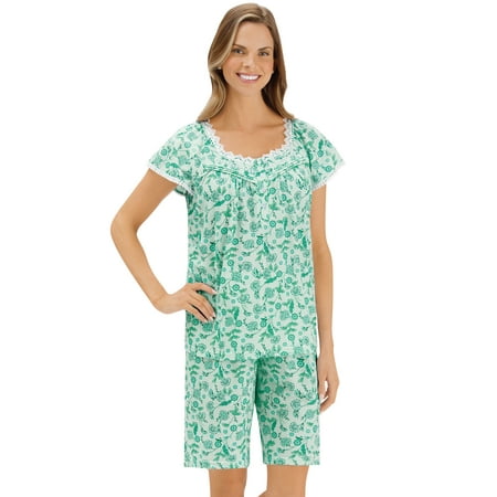 

Collections Etc Floral Pattern Cap Sleeve Top & Shorts 2-Piece Pajama Set