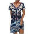 thumbnail image 1 of QIPOPIQ Robes pour Femmes pour Invitées de Mariage Fête Manches Courtes Imprimé Col en V Mi-Été Robe Longueur Cuisse Robes Robe Tendance Offres 2023, 1 of 5