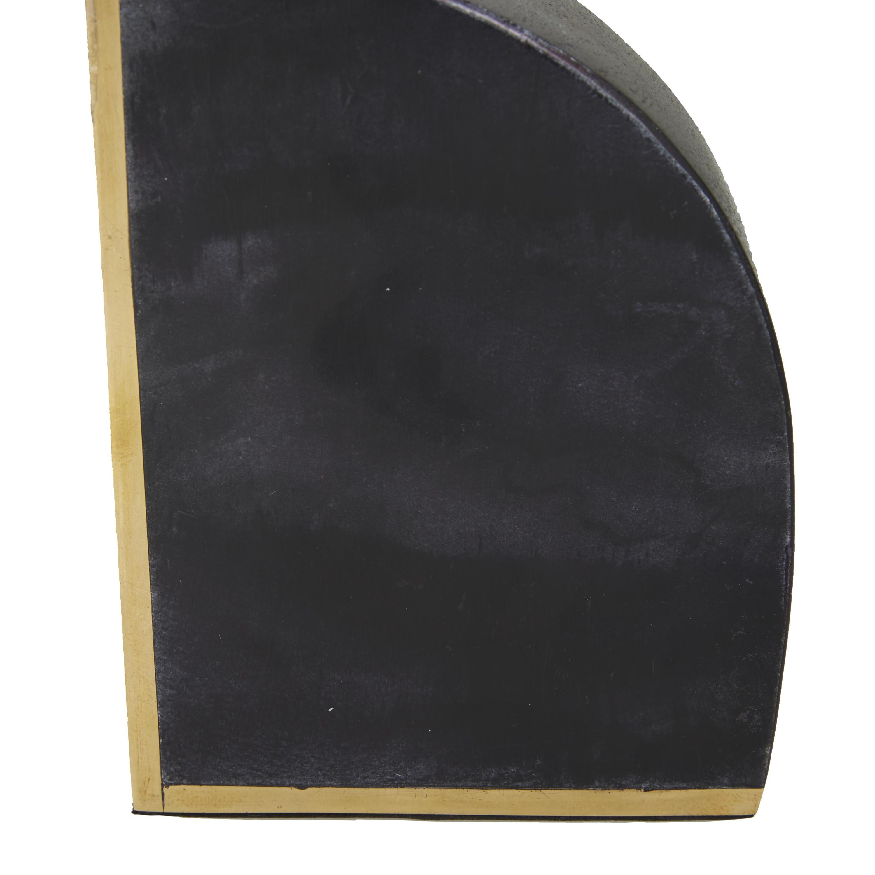 CosmoLiving by Cosmopolitan 4" Geometric Black Marble Bookends with Gold Inlay (Set of 2)