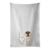 Carolines Treasures WDK4555WTKT 28 x 19 in. Unisex Chocolate Labrador Retriever Love White Dish Towels Kitchen Towel - Set of 2