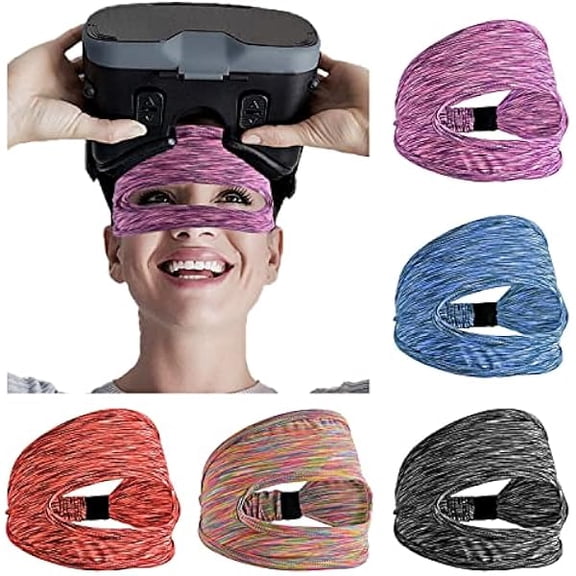 5 Pack VR Eye Mask, Adjustable Breathable VR Sweat Band for Oculus Quest 2, HTC Vive, PS, Gear, VR Workouts