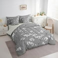 thumbnail image 3 of Manfei Chic Plum Blossom Bedding Comforter Set, Vintage White Floral King Bedding Sets, Gray Aesthetic Bed Sheets for Girls Women, Ultra Soft Home Decor Reversible 7 Pieces, 3 of 8