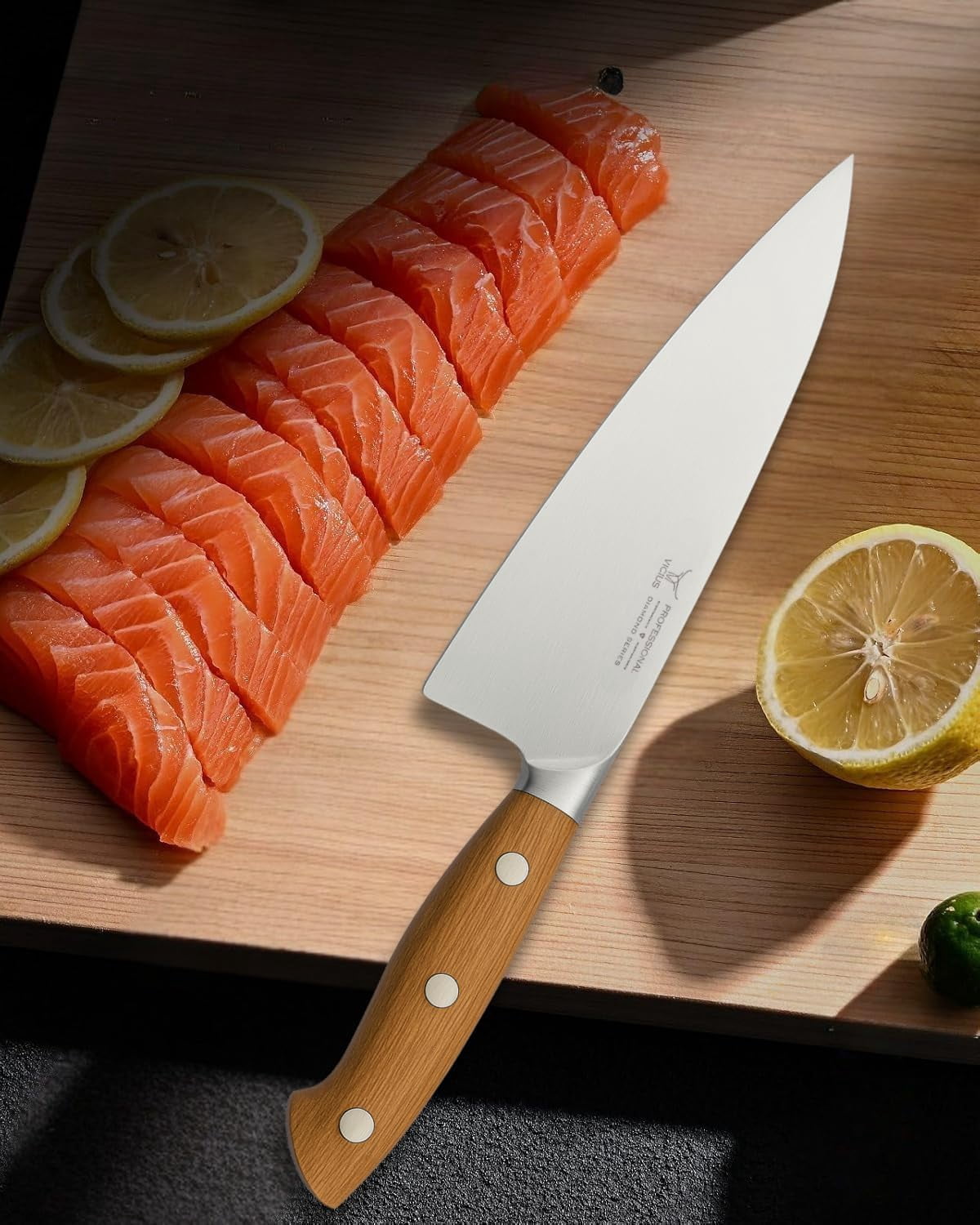 8-Inch Chef Knife, German 1.4116 Stainless Steel Blade, Red Wood Handle, Professional Kitchen Knife for Slicing, Chopping & Dicing, Gift Box