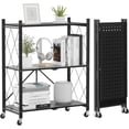 thumbnail image 3 of Storage Shelves with Wheels  Bookshelf with Storage  No Assembly Metal Rack Shelf for Kitchen  Office  Laundry  Garage Tier  ), 3 of 4