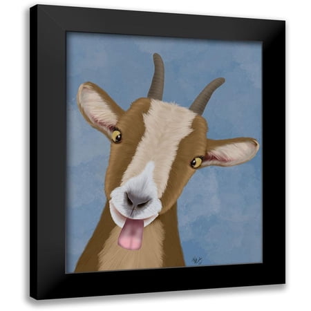 Fab Funky 12x14 Black Modern Framed Museum Art Print Titled - Funny Farm Goat 3