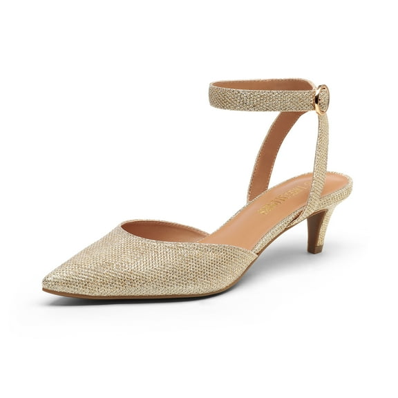 DREAM PAIRS Kitten Heels for Women Low Heel Dress Shoes Wedding Dress Closed Toe Pump Shoes Luna