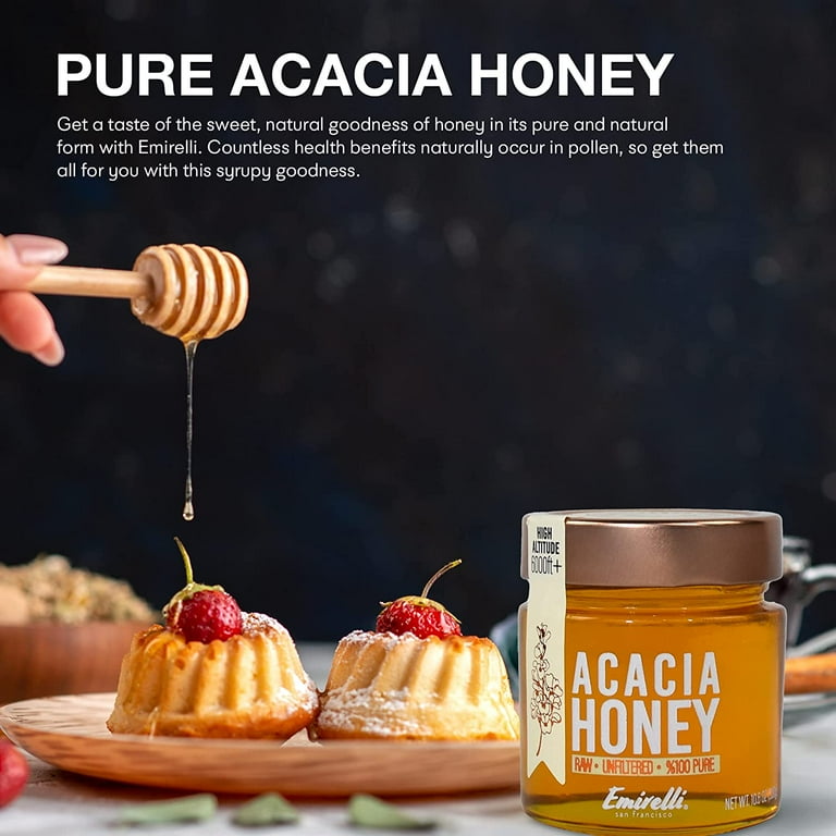 Emirelli Gourmet Acacia Honey -100% Pure Raw, GMO & Gluten Free