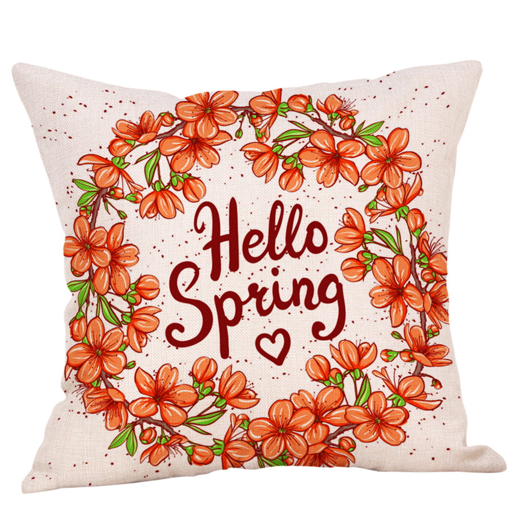 Square Cotton Linen Flower Pillow Case Sofa Throw Waist Cushion Cover Home Decor