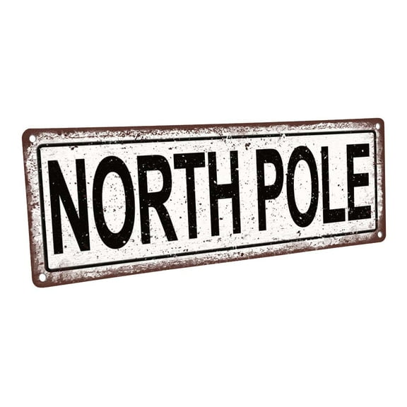 North Pole 4"x12" Metal Sign, Wall Décor for Seasonal and Holidays