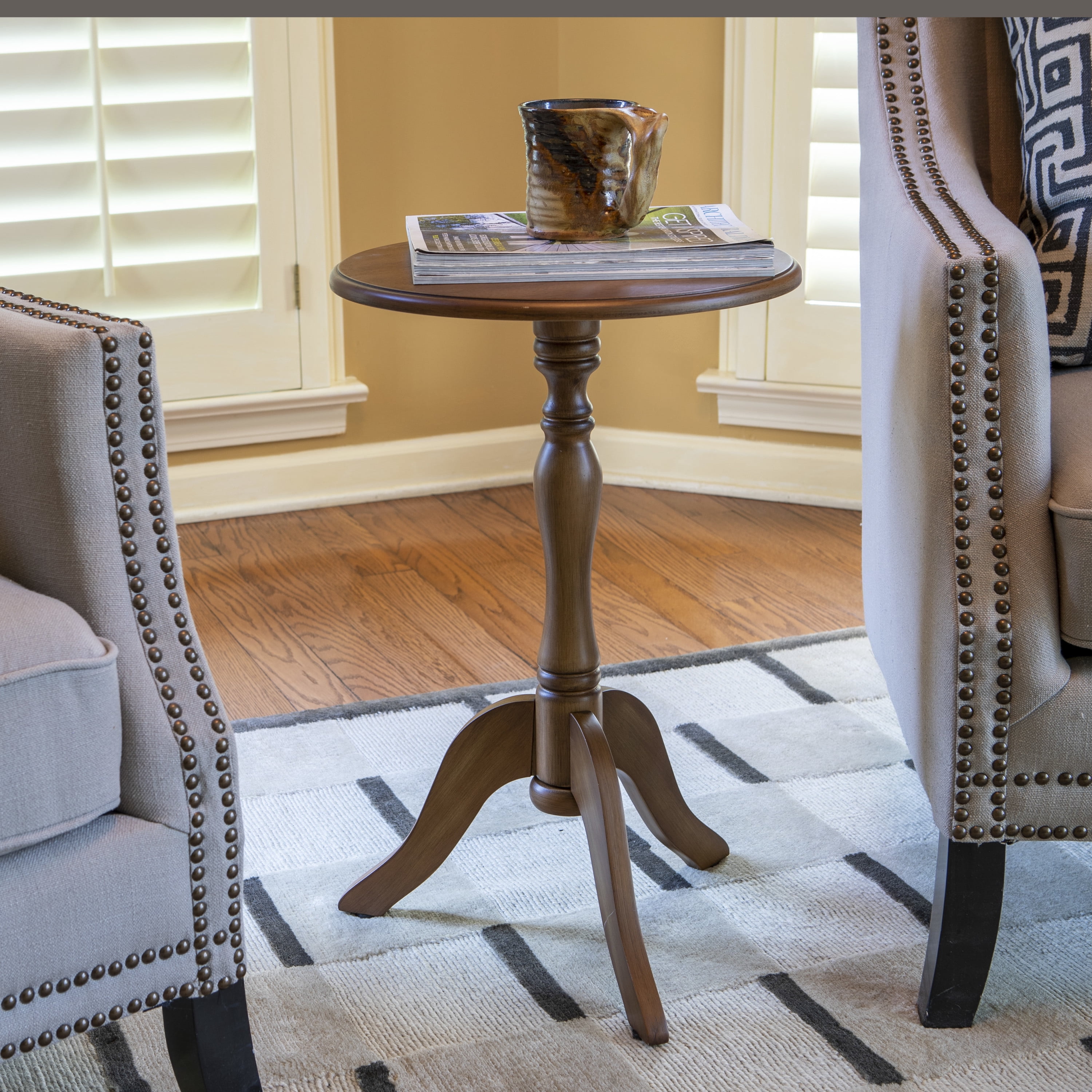 Decor Therapy Chic Pedestal Round Accent Table, 24"x 15"x 15" - Honeynut