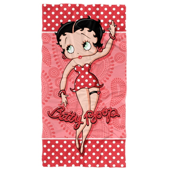 Betty Boop Beach Towel, 30"x60", Paisley & Polka Dots Beach Towel