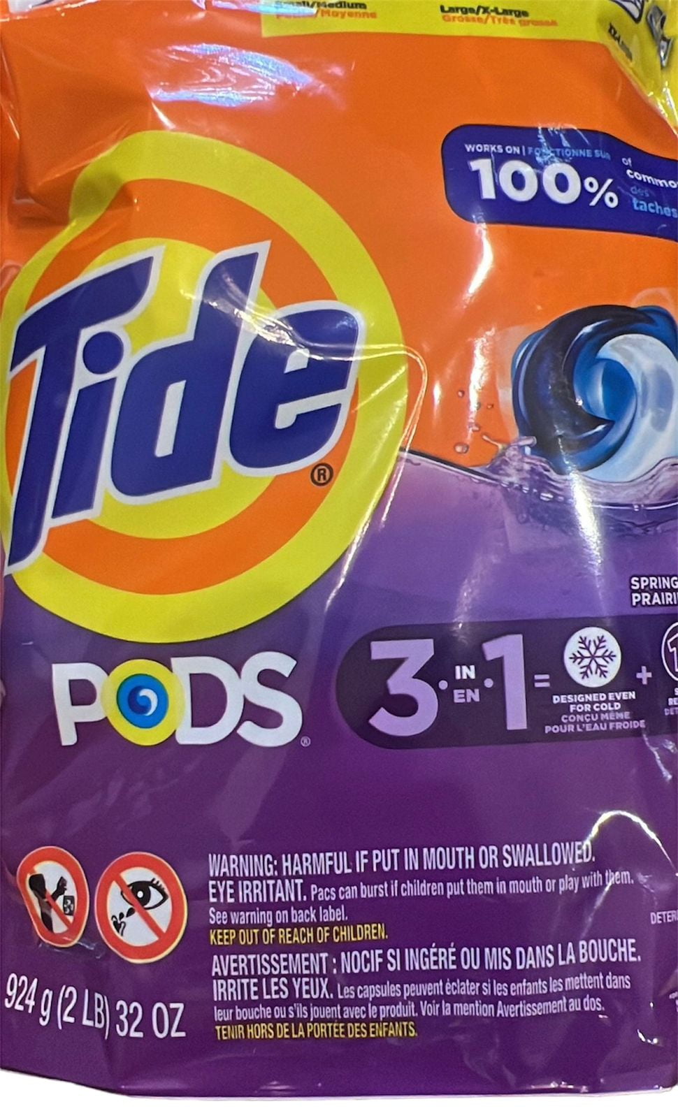 TIDE PODS 39 ct Laundry Detergent Soap Pacs, Spring Meadow Scent, Powerful 3-in-1 Clean, HE Compatible, 39 Count