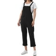 thumbnail image 2 of INSPIRE CHIC Women's Summer Cotton Overalls with Pockets Casual Sleeveless Baggy Jumpsuits 2XL Black, 2 of 5