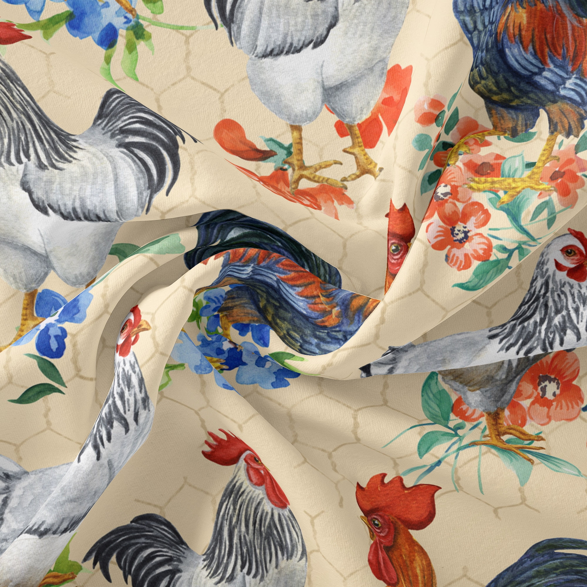 (2 pack) Half-Yard 100% Cotton Raise Chickens, Multi-color, 44" Wide for Quilting & Sewing by David Textiles