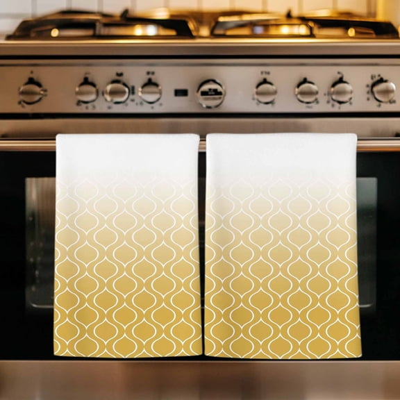Moroccan Geometric Kitchen Towels Set of 3, Abstract Plaid Modern Ombre Absorbent Dish Towels for Kitchen, Microfiber Hand Towel, Quick Drying Tea Towel for Cleaning Decorative Dishcloths