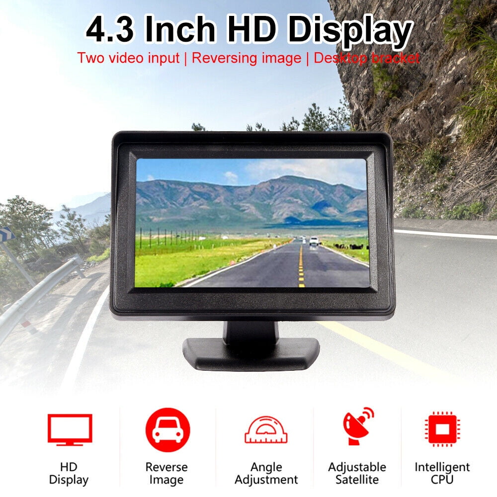 Top-Max Car Rearview Monitor Screen for Reversing Parking Camera, 12-24V 4.3 Inch HD Digital Color TFT LCD Monitor for Car Bus Truck Trailer