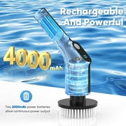 PUSCRIENO Electric Spin Scrubber, Cordless Electric Cleaning Brush, Shower Scrubber with 7 Interchangeable Heads, Extendable Handle & Bluetooth Control for Bathroom, Floors, Tiles Deep Cleaning-Black