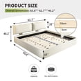 thumbnail image 5 of King Size Chenille Cloud Bed Frame - Oversized Padded Movable Headboard, Round Corner Design with Metal & Solid Wood Slat Support, No Box Spring Needed,Beige/White, 5 of 26
