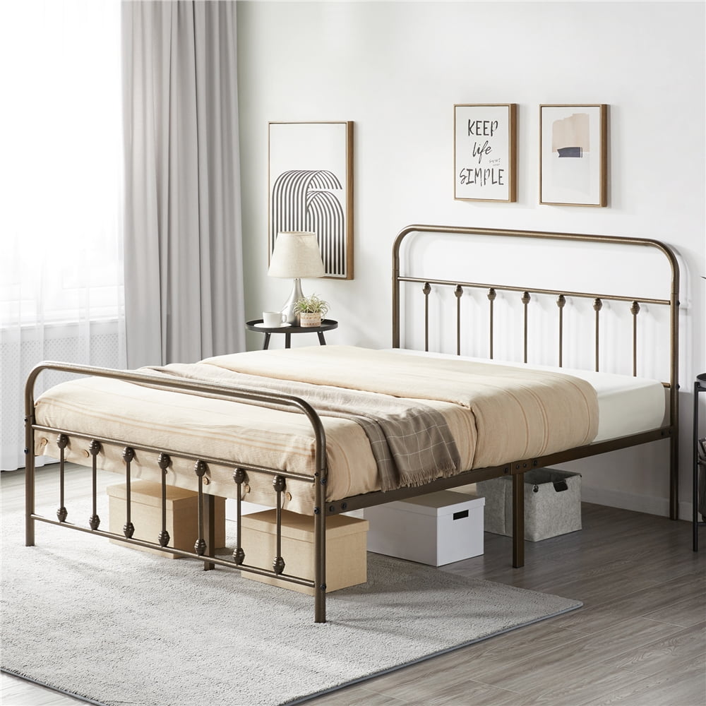 Yaheetech Classic Metal Platform Bed Frame with Headboard and Footboard