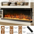 thumbnail image 4 of ChVans 3-Sided Glass 81" Fireplace TV Stand for TVs up to 90", Farmhouse Entertainment Center TV Console Table with 50" Electric Fireplace & LED Lights, TV Stand with Fireplace 3D, White, 4 of 9