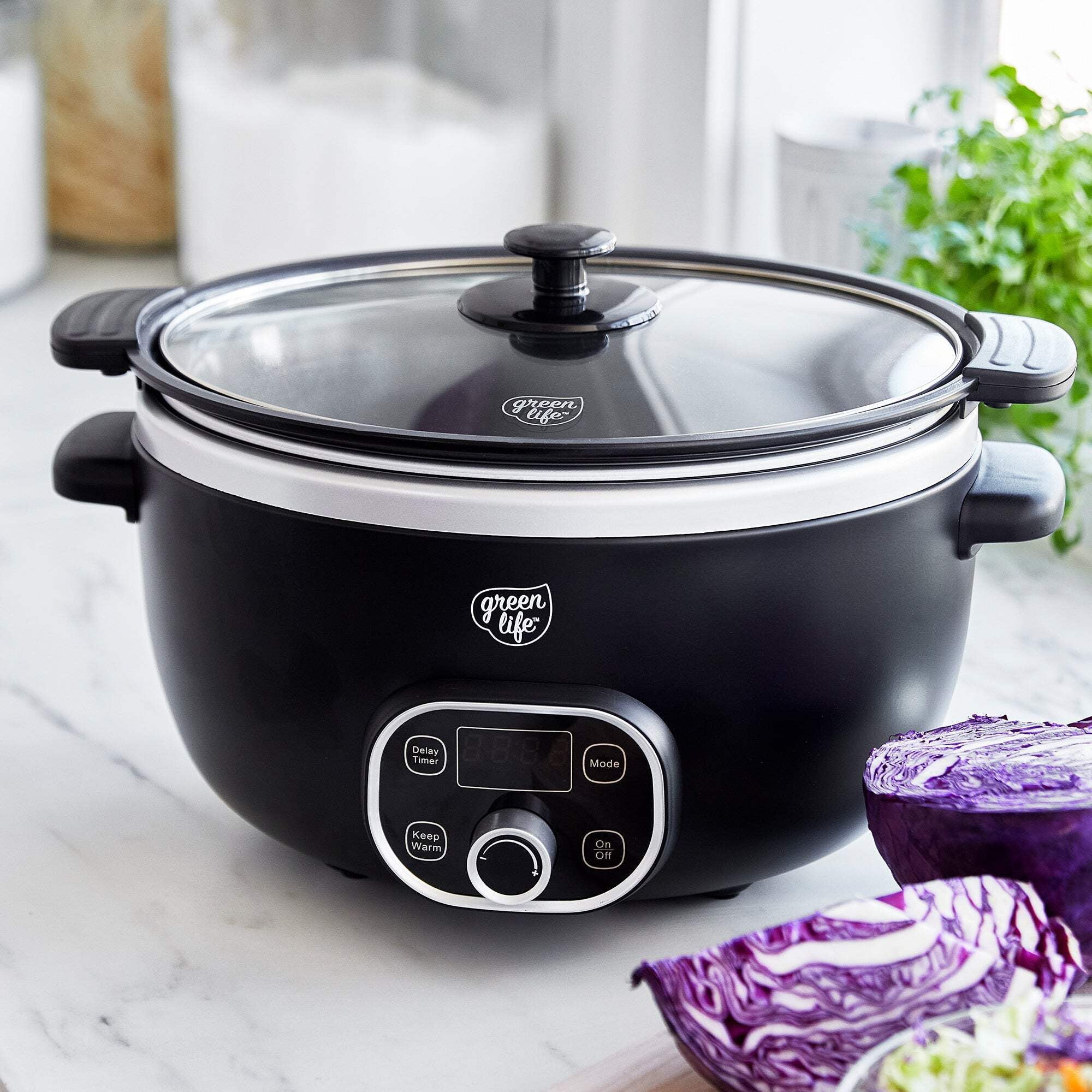 GreenLife 6qt Healthy Ceramic Nonstick Slow Cooker | Black