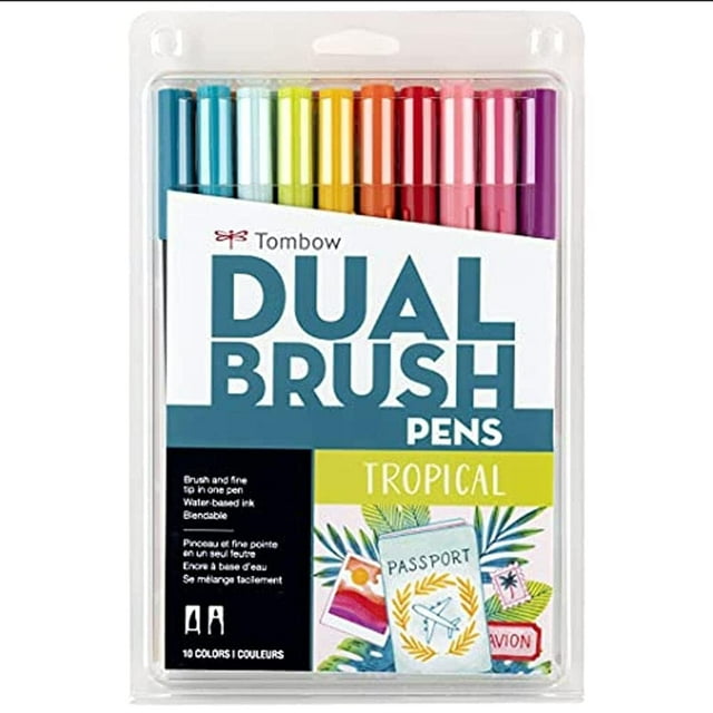 Art Markers Tombow 56189, bolígrafo de doble pincel tropical, paquete de 10