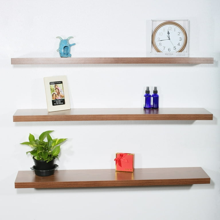 Set of 3 Modern and Contemporary JD walnut Floating Shelf - 47.24