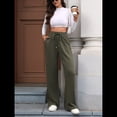 thumbnail image 4 of Pantalones Deportivos Casuales para Mujer, de Pierna , Holgados, con Cordón Ajustable, Cintura Alta, Elásticos y Bolsillos. Verde XL, 4 of 10