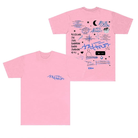 Kpop ENHYPEN Romance Untold Daydream T-shirt Walk The Line World Tour Merch Men's and Women's Fashion Short sleeved T-shirt