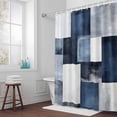 thumbnail image 5 of Navy Blue Black Fabric Shower Curtain Ombre Modern Abstract Washable Shower Curtains for Bathroom, Waterproof Bath Curtain with Hooks Home Decor 72x84in, 5 of 8