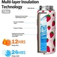 thumbnail image 2 of Strawberry Water Bottle 32oz Vacuum Insulated Thermoses with Straw Lid Strawberry Gifts for Women Strawberry Stuff Things for Girls Cute Travel Tumbler Cup Mug, 2 of 6