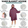 thumbnail image 5 of Red Blue Checkered Pattern Wearable Oversized Blanket,Wearable Blanket Hoodie for Adults,Cozy Hooded Blankets with Super Pockets,Super Warm Fuzzy Pullover for Women & Men, 5 of 6