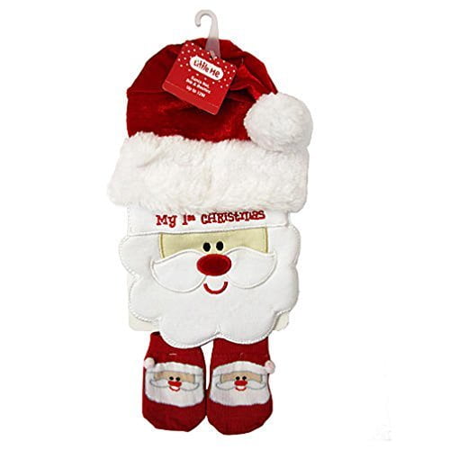 Baby Bib Socks and Hat Christmas Set Santa 