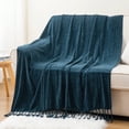 thumbnail image 5 of Battilo Navy Blue Throw Blanket,Cozy Knit Chenille Blanket for Living Room Decor,Navy Throw,50"x60", 5 of 8
